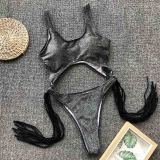 Snake Print One-Piece Tassle Swimwear
