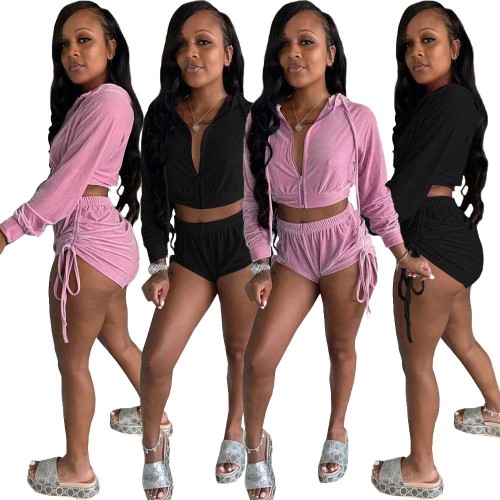 Corduroy short sets two piece set women clothing