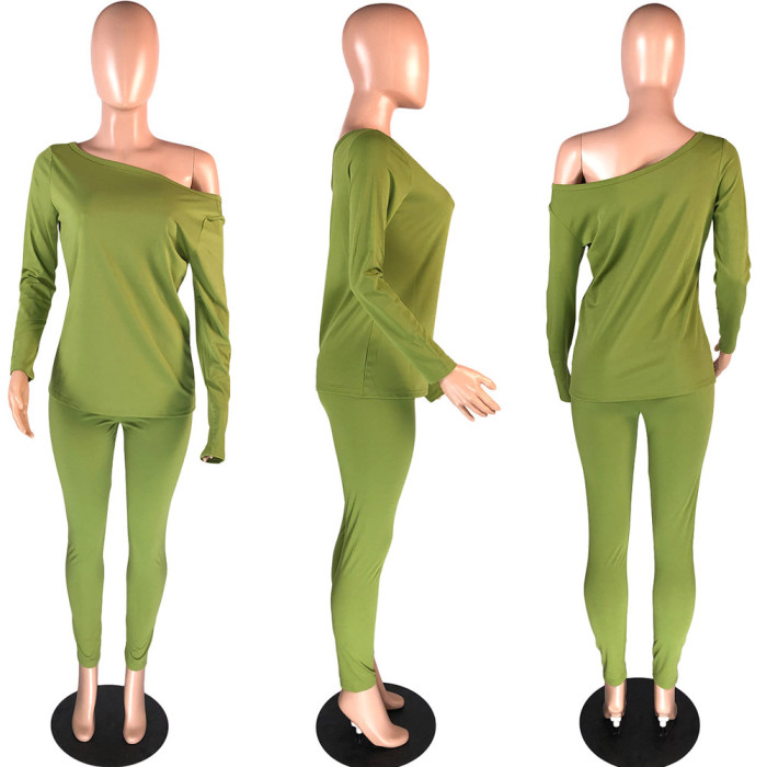 Fashion Women's Solid Color Long-Sleeved Casual Suit Without Headscarf