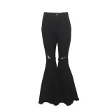 Black Distressed Bell Bottoms Pants Jeans