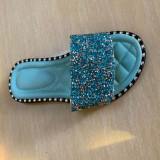 Women 's Sandals Shoes One Word Diamond Slippers Round Head