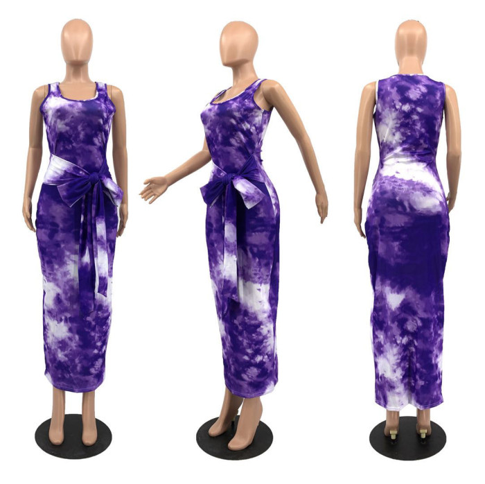 SHOW LINGERIE Tie Dye Wrap Maxi Dress