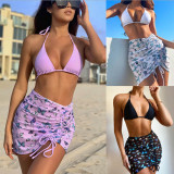 3PC Purple Butterfly Swimwear Cover-Ups Set