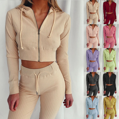 ribbed crop hoodies and pant set 2 piece clothing