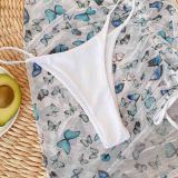 3PC Purple Butterfly Swimwear Cover-Ups Set