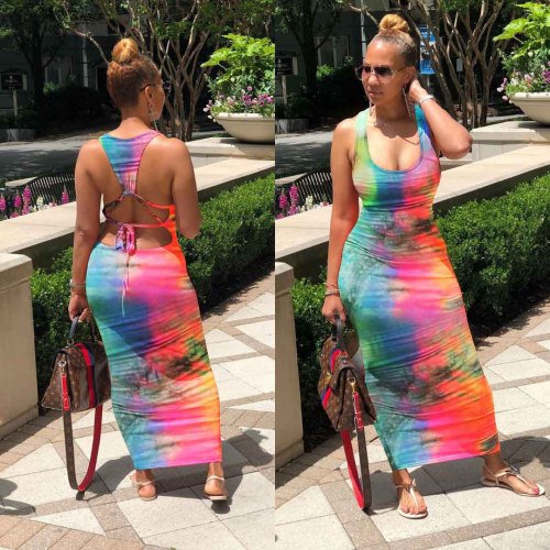 Tie-dye Dress With Back Tie