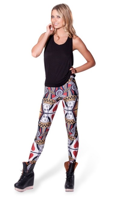 LE5467 Tarot queen of hearts printed leggings