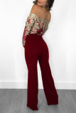 Lace Upper Sexy Chic Jumpsuit with Off Shoulder