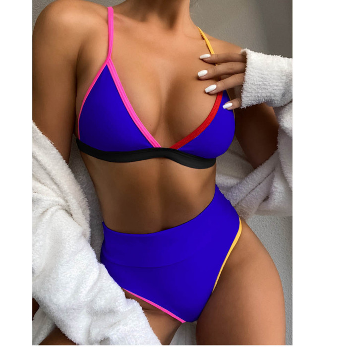 Solid color high waist bikini
