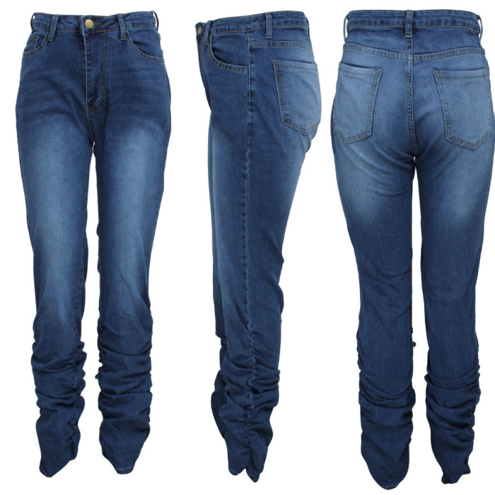 Pile of Stretch Denim Trousers
