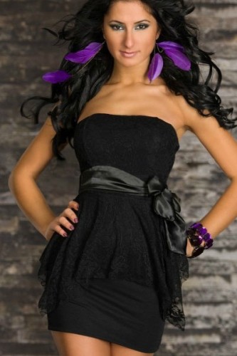 LE0333-4 Black Strapless Mini Dress