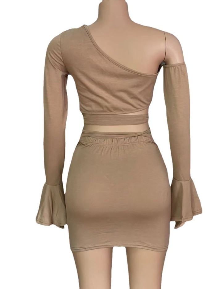 hollow out sexy 2 piece bandage mini dress