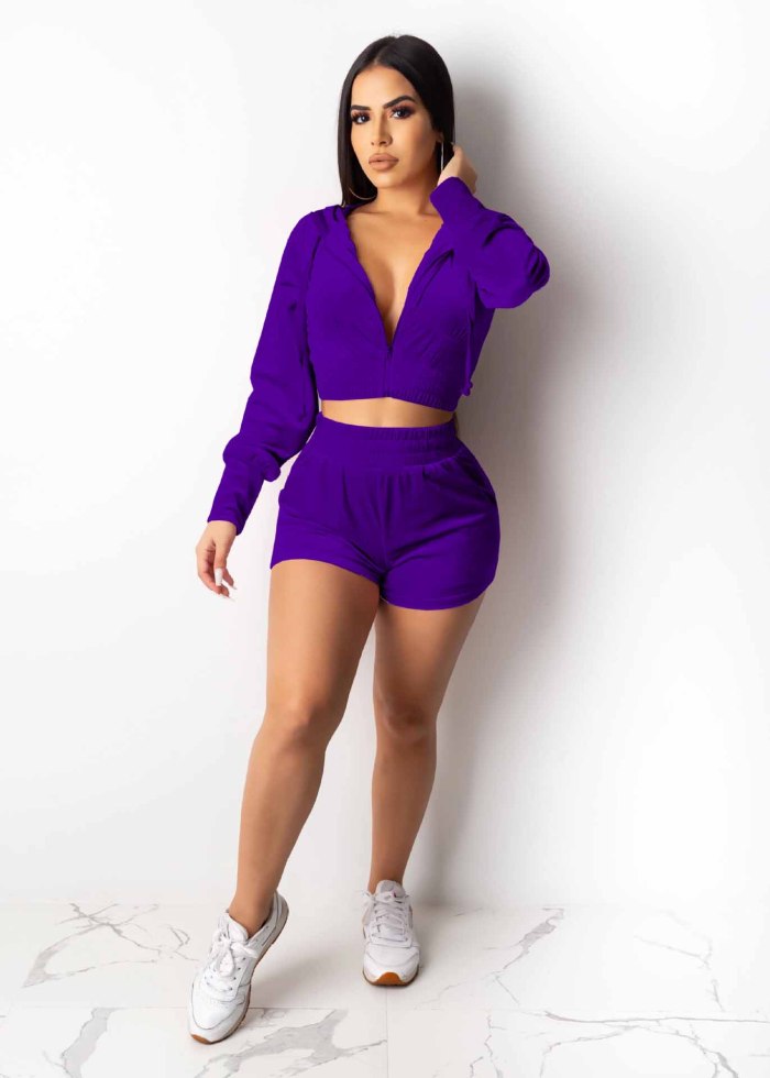 Summer casual hooded shorts Two piece set