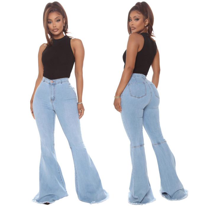 High Waist Slim Stretch Trumpet Denim Pants