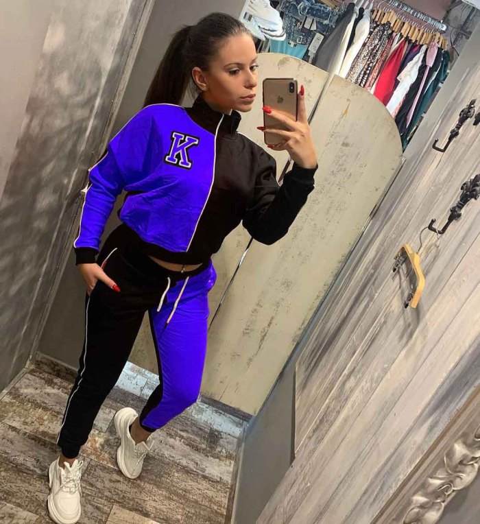 Letters Color Matching Casual Sports Two Piece Suit