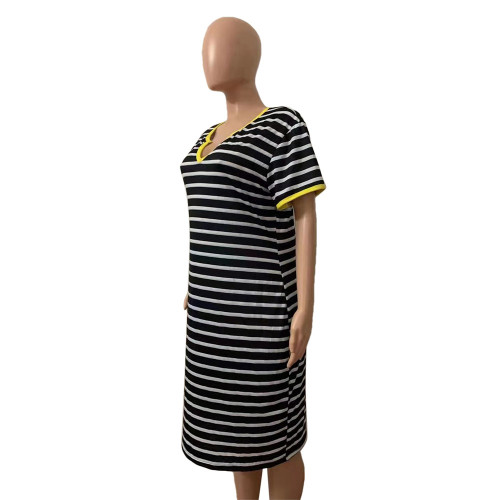 Plus Size Striped V-neck Dress