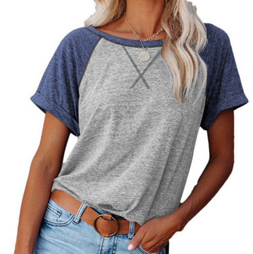 Stitching Loose Top Short Sleeve Casual T-shirt