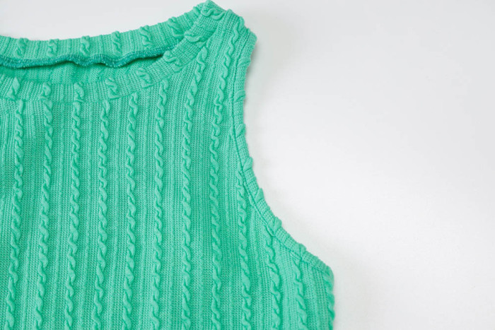 Autumn Fashion knitted Sleeveless Round Neck Casual Midi Dress