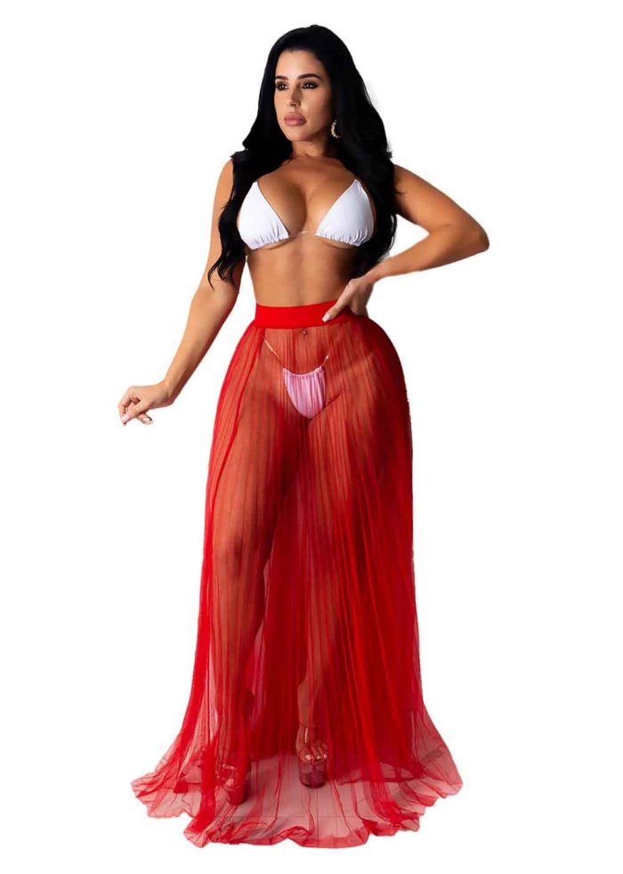 transparent sexy mesh maxi long skirt