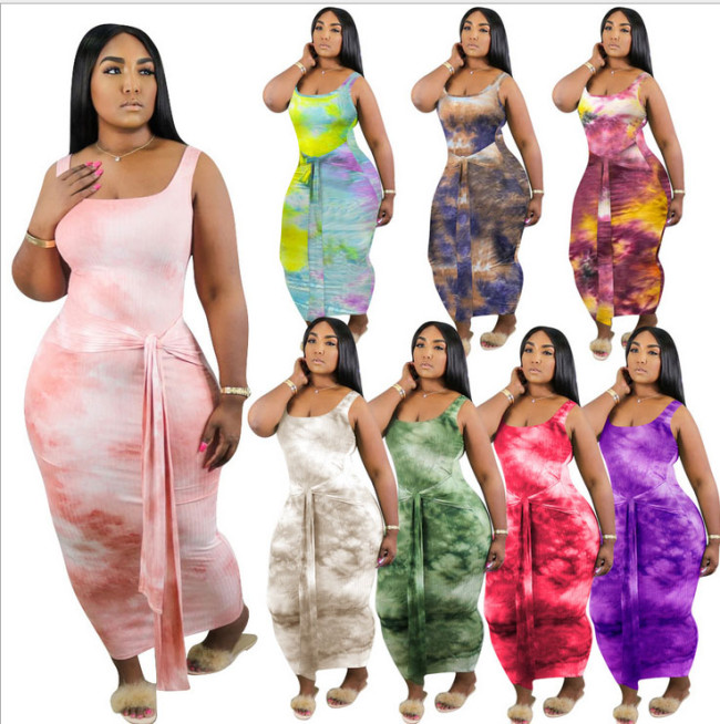 SHOW LINGERIE Tie Dye Wrap Maxi Dress