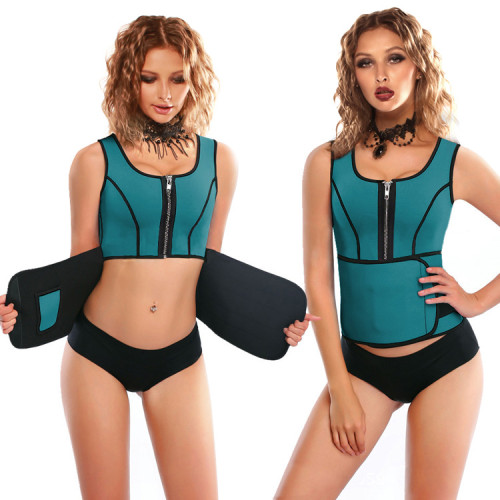 Blue Latex Corset with Adjustable Shaper Trainer Belt LE1011-2