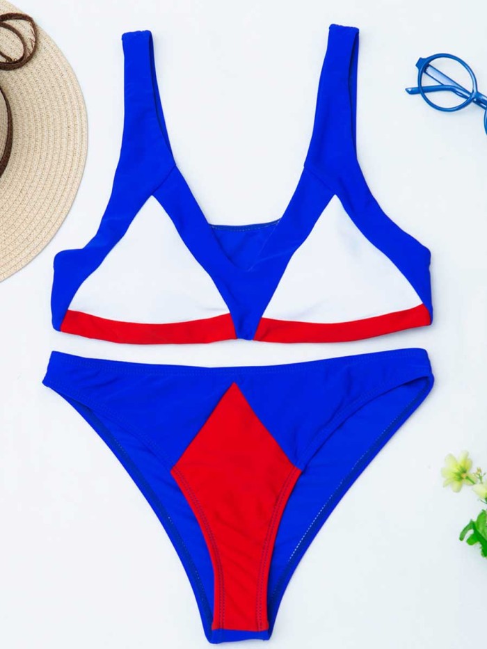 color block swimwear bahingsuit