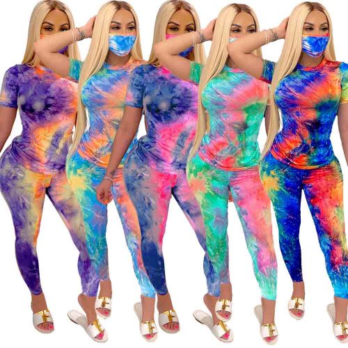 Multi color Printed Sportswear Suit with Mask