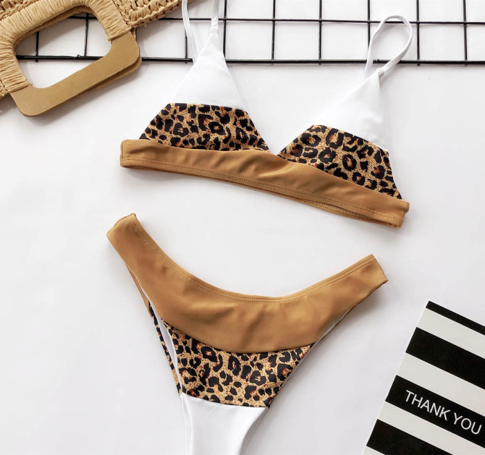 Leopard Print  High Waist Bikini Swimsuit