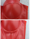 Summer Leather Sling Solid Color Elastic Vest