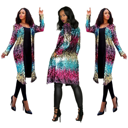Sequins fashion casual party jacket coat Windbreaker Tops