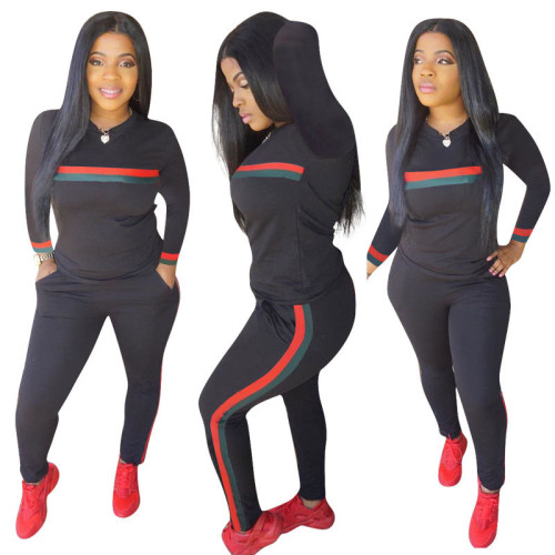 Long Sleeve Tight Jogger Wear with Contrast Band