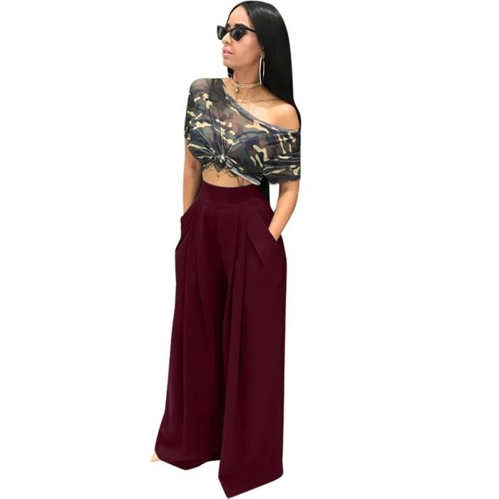 Wide Leg Casual Trousers
