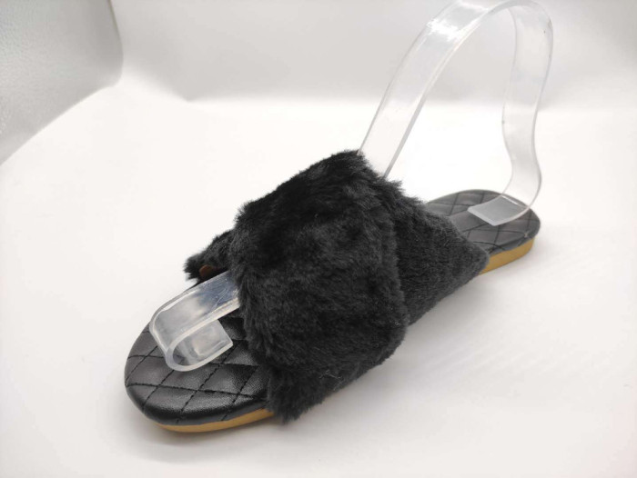 faxu fur flat sandal slippers