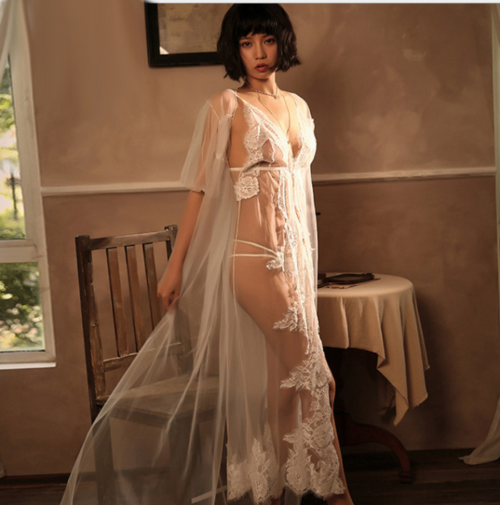 Sexy Feminine See-through long nightgown Dresses