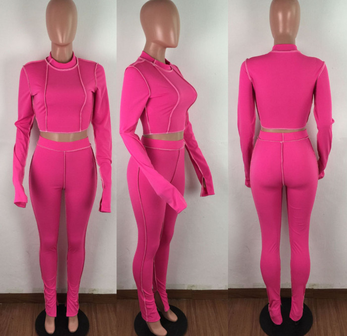 Sexy Two Piece Bodycon Crop Top and Pants Set