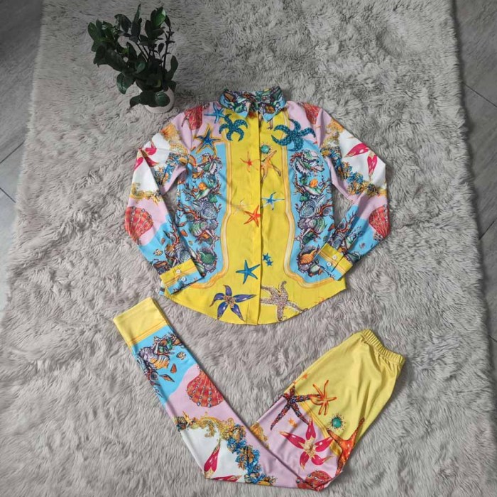 Women Starfish Printing Casual Two-piece Suit