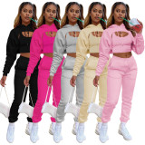 Three-piece Suit With Fleece Drawstring Hoodie Vest and Jogging Pants