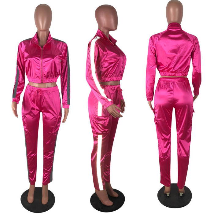 Reflective Strip Stitching Sports and Leisure Two-piece Suit
