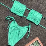 Sexy Bandeau Ruffles Micro Bikini swimsuit women spaghetti bathing suit
