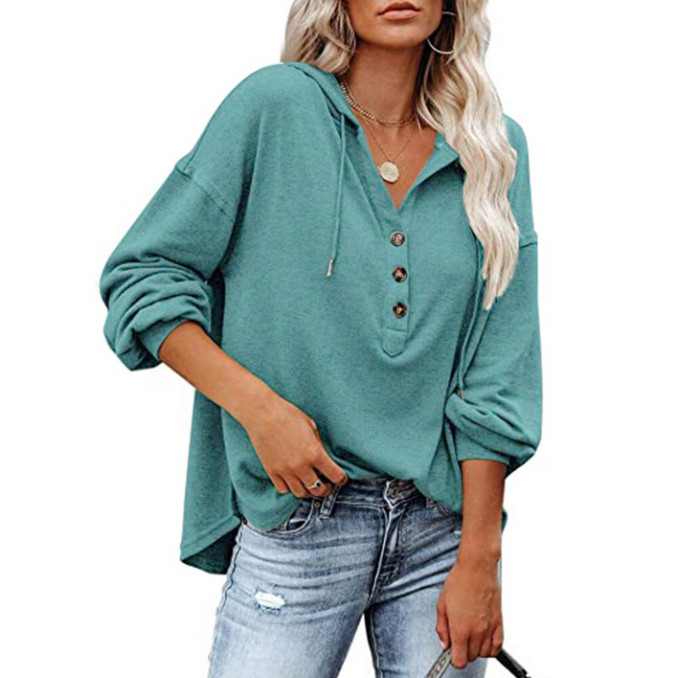 Casual Loose Solid Color Hoodie Sweater
