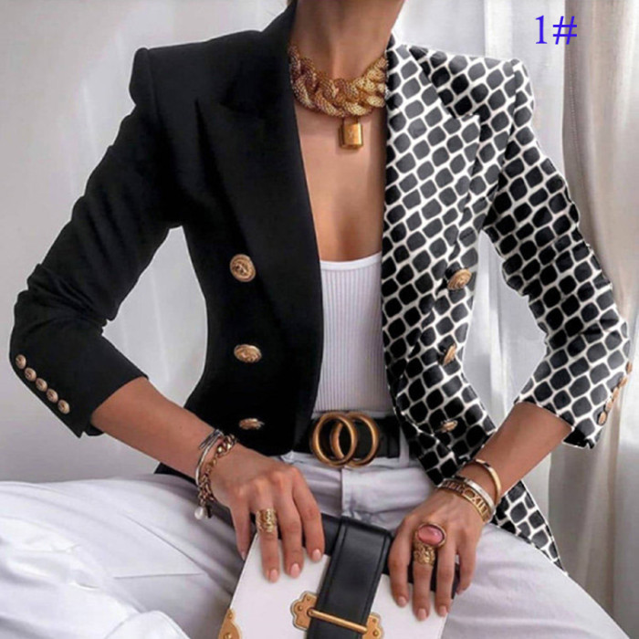 Slim Fashion Short Double Breasted Blouse Suit