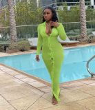 Mesh Button Long Dress
