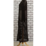 Openwork knit long sleeve split beach skirt