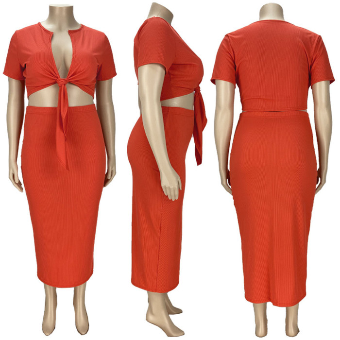 Plus Size Sexy Chest Strap Two-piece Skirt Suit