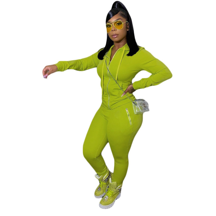 zipper hoodies and jogger 2 piece sweatsuit set