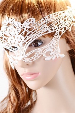 LE3327-2 Halloween Masquerade Party white Lace Mask
