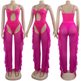 SEXY SOLID COLOR MESH SWIMSUIT