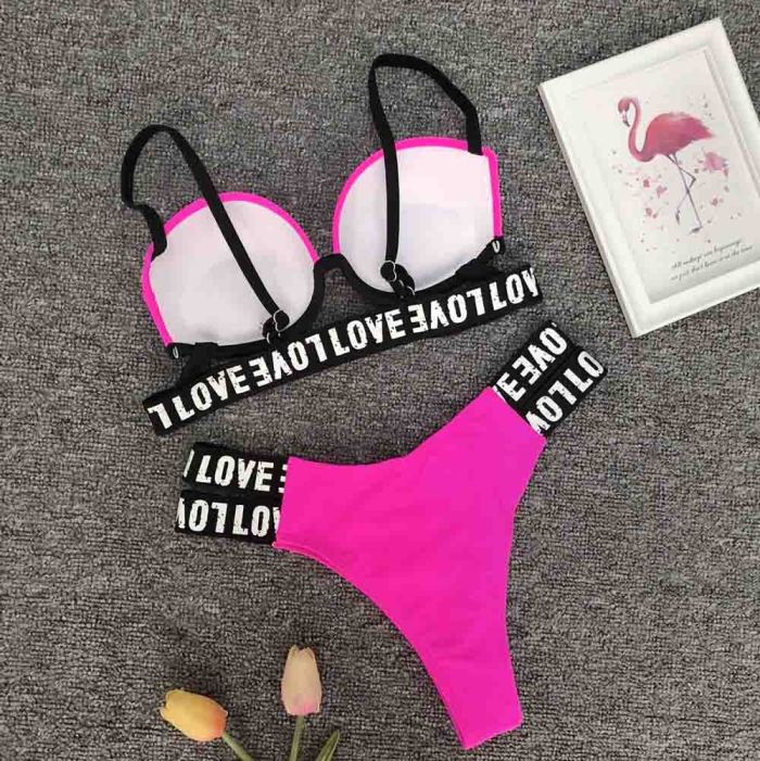 LOVE Strip swimsuit Set