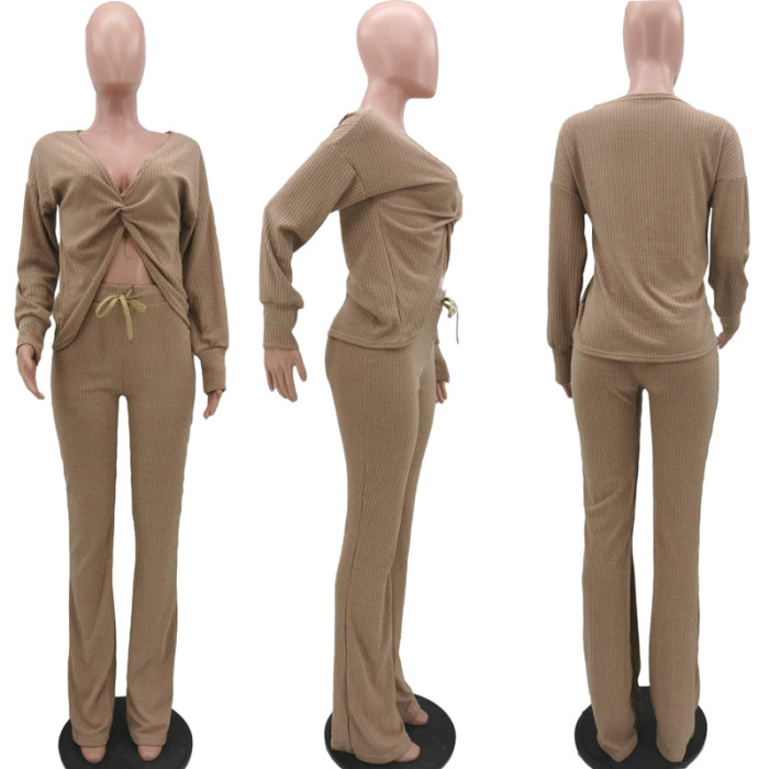Knitted Double Sided Micro Horn Two Piece Suit
