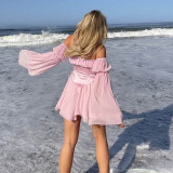Chiffon One Shoulder Irregular Dress Tunic Suit